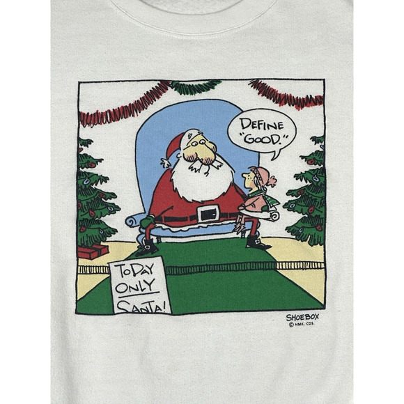 Vintage 90s Santa Christmas Shoebox Sz XL Crewneck Sweatshirt Delta Tag Made USA - Picture 2 of 10